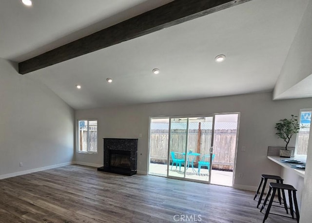 317 Pennyroyal Way, Oceanside, CA 92057 - unfurnished living room with wood finished floors, a premium fireplace, and recessed lighting