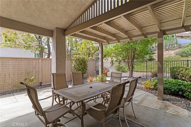 23723 Corte Andar, Murrieta, CA 92562 - fenced backyard featuring outdoor dining area, a patio area, and a pergola