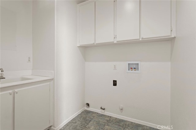 23723 Corte Andar, Murrieta, CA 92562 - washroom featuring gas dryer hookup, baseboards, cabinet space, electric dryer hookup, and hookup for a washing machine