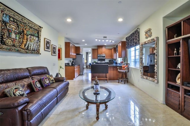 13256 Garcia Ct, Rancho Cucamonga, CA 91739 - living room featuring recessed lighting and light tile patterned floors