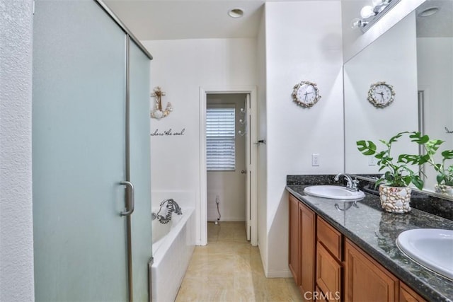 13256 Garcia Ct, Rancho Cucamonga, CA 91739 - full bath featuring double vanity, a shower stall, and a bath