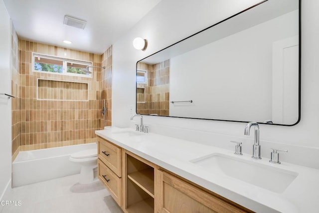 12938 Guadalajara Cir, Cerritos, CA 90703 - full bath featuring shower / washtub combination, toilet, and double vanity