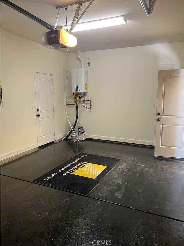 7448 Del Rio Vis, Yucca Valley, CA 92284 - garage featuring water heater and a garage door opener