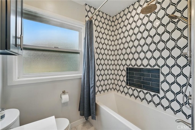 3848 Ocana Ave, Long Beach, CA 90808 - bathroom featuring toilet and shower / bath combo with shower curtain