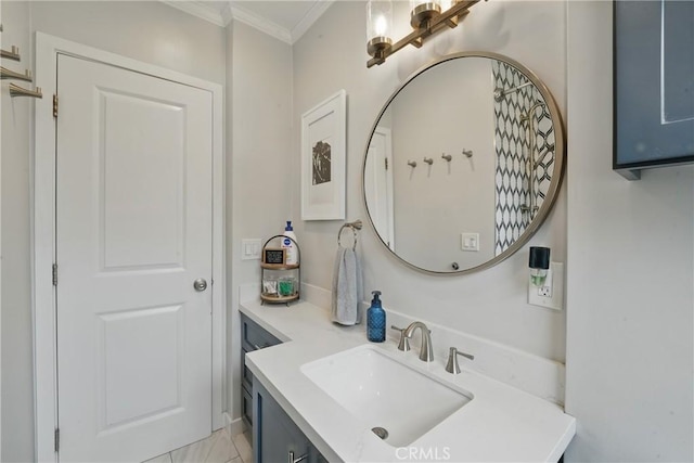 3848 Ocana Ave, Long Beach, CA 90808 - bathroom with crown molding and vanity