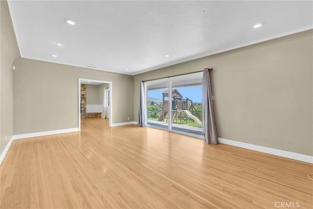 918 Dorothea Rd, La Habra Heights, CA 90631 - spare room with baseboards, light wood-type flooring, and recessed lighting