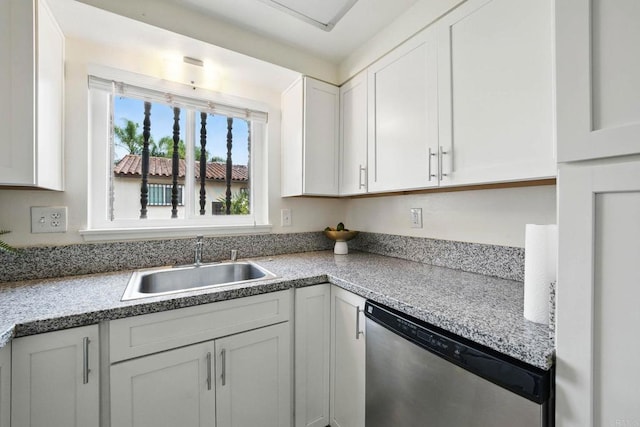 12234 Rancho Bernardo Rd Unit A, Rancho Bernardo San Diego, CA 92128 - kitchen with dishwasher, a sink, white cabinets, and light countertops