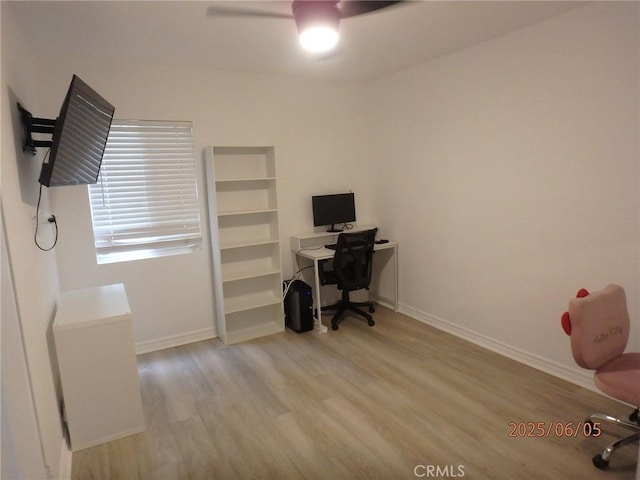 17457 Covello St, Van Nuys, CA 91406 - home office featuring light wood finished floors and ceiling fan