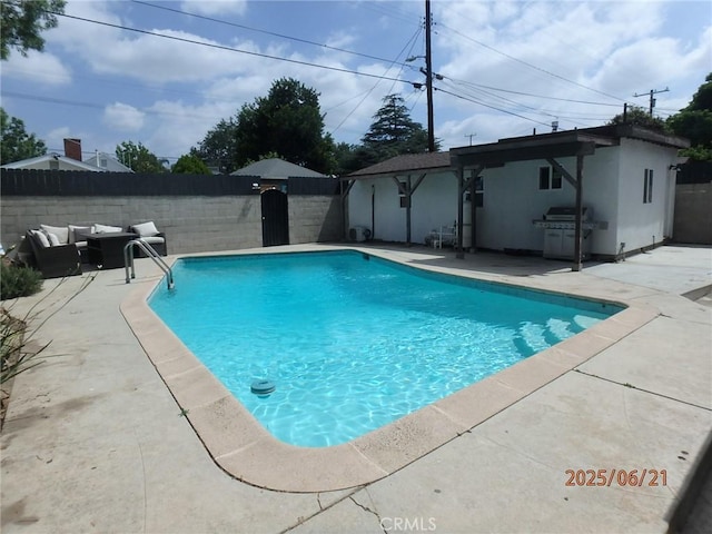 17457 Covello St, Van Nuys, CA 91406 - view of pool featuring a patio, grilling area, and a fenced backyard