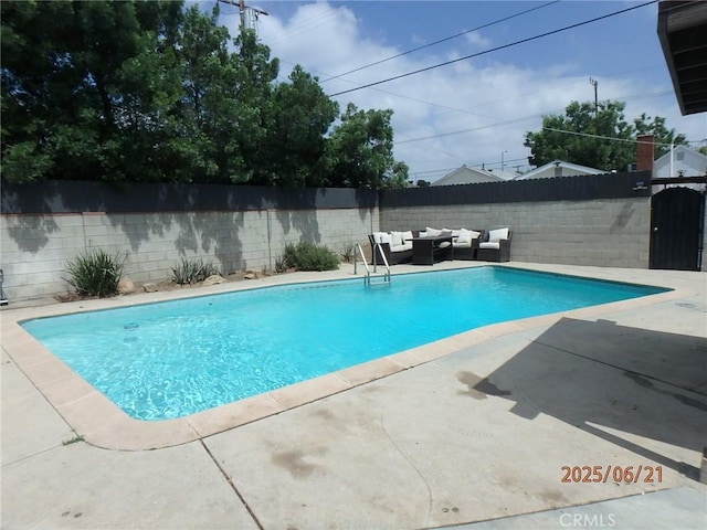 17457 Covello St, Van Nuys, CA 91406 - view of pool featuring an outdoor hangout area, a patio area, and a fenced backyard
