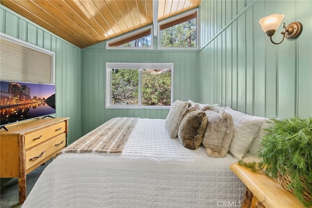 39335 Lark Rd, Big Bear Lake, CA 92315 - bedroom with lofted ceiling and wooden ceiling