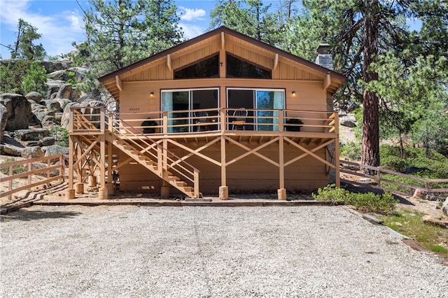 39335 Lark Rd, Big Bear Lake, CA 92315 - view of front of property featuring a chimney and stairs