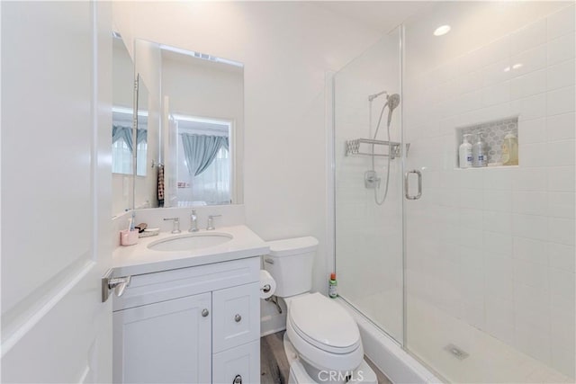 1189 Canyon Glen Rd, Chino Hills, CA 91709 - bathroom featuring a stall shower, toilet, and vanity