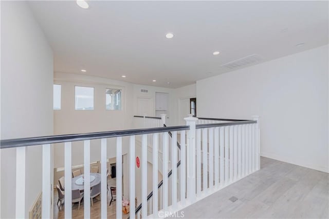 1189 Canyon Glen Rd, Chino Hills, CA 91709 - hallway featuring recessed lighting, wood finished floors, and an upstairs landing
