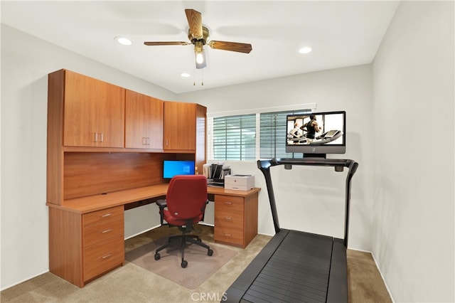 374 N Elm St, Orange, CA 92868 - office space with light colored carpet, recessed lighting, and a ceiling fan