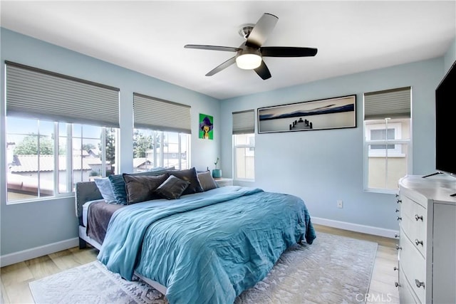 4533 Filson St, Riverside, CA 92507 - bedroom with light wood-type flooring, baseboards, and ceiling fan