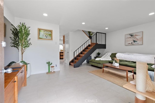 3021 S Sycamore St Unit D, Santa Ana, CA 92707 - living area featuring stairs and recessed lighting