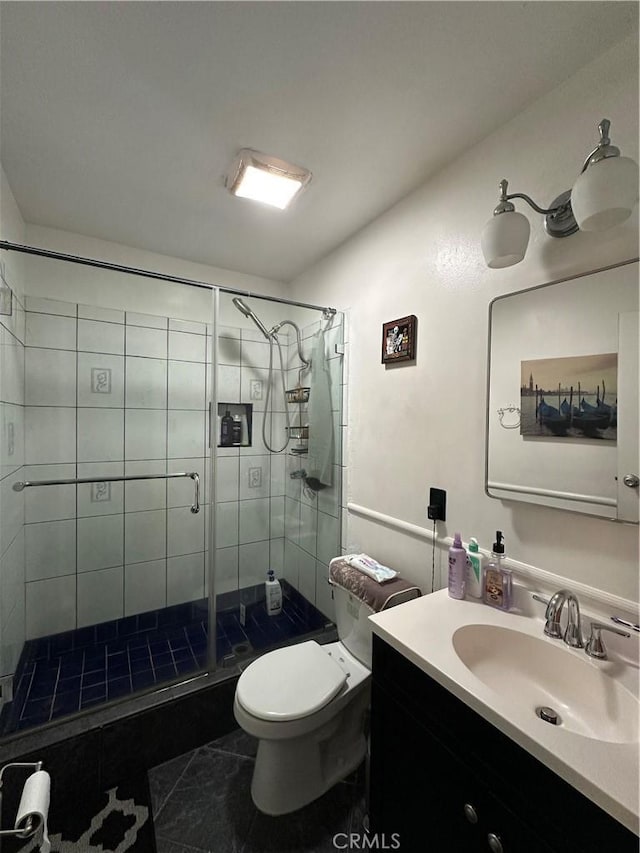 907 E Ghent St, Azusa, CA 91702 - bathroom featuring vanity, tile patterned flooring, and a shower stall