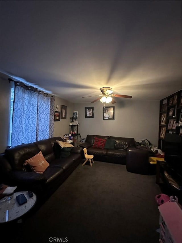 907 E Ghent St, Azusa, CA 91702 - living area with carpet and a ceiling fan