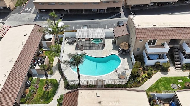 744 W Lambert Rd Unit 51, La Habra, CA 90631 - bird's eye view of a pool area