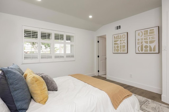 4380 Rolfe Rd, San Diego, CA 92117 - bedroom with baseboards, wood finished floors, recessed lighting, and vaulted ceiling