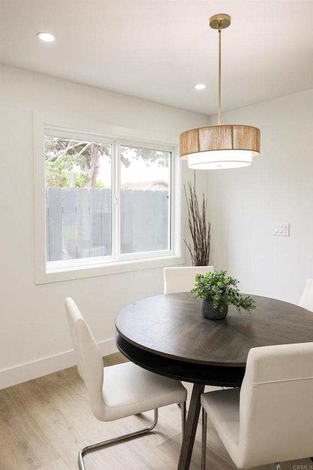 4380 Rolfe Rd, San Diego, CA 92117 - dining space featuring baseboards, light wood-style flooring, and recessed lighting