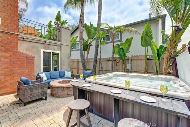 22702 Islamare Ln, Lake Forest, CA 92630 - view of patio with a hot tub and a fire pit