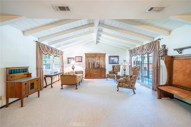 1390 Corona Ave, Norco, CA 92860 - living area with carpet flooring and wood ceiling