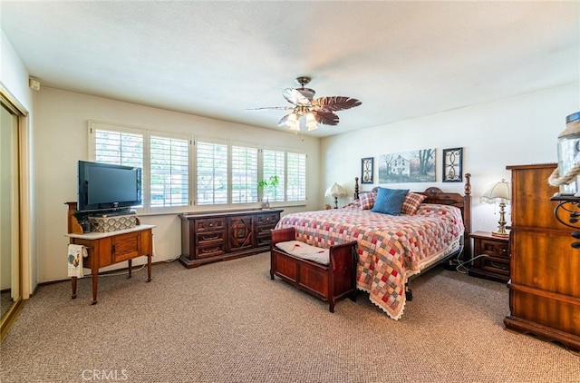 1390 Corona Ave, Norco, CA 92860 - bedroom featuring light carpet, a ceiling fan, and a closet
