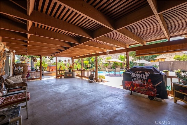 1390 Corona Ave, Norco, CA 92860 - view of patio / terrace featuring a grill, an outdoor pool, and a pergola
