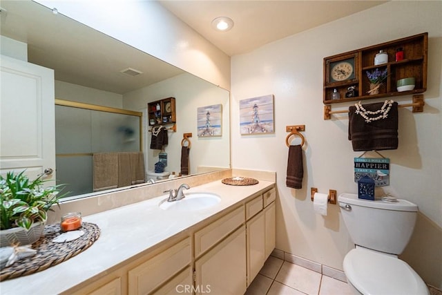 1390 Corona Ave, Norco, CA 92860 - full bathroom with vanity, a stall shower, and tile patterned floors
