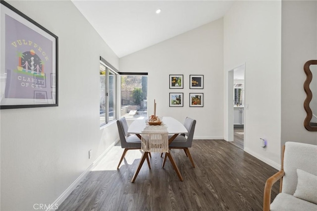 28034 Parkridge Ln, Canyon Country, CA 91387 - dining room with dark wood-type flooring and high vaulted ceiling