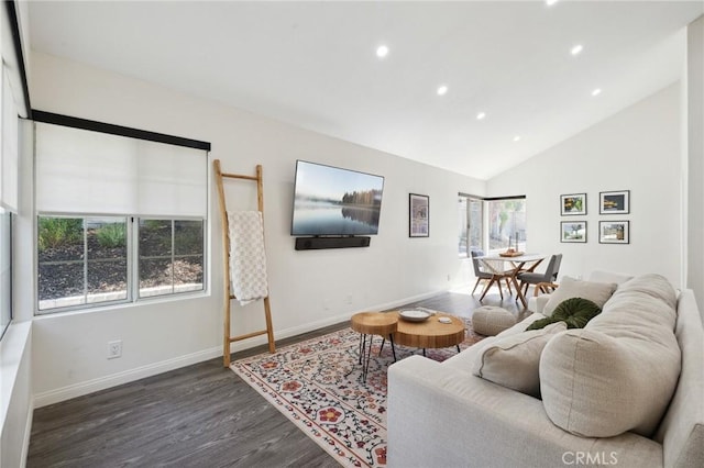 28034 Parkridge Ln, Canyon Country, CA 91387 - living room with wood finished floors, recessed lighting, and high vaulted ceiling