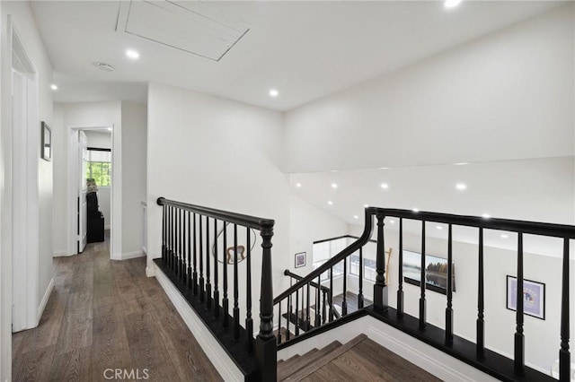 28034 Parkridge Ln, Canyon Country, CA 91387 - stairs with wood finished floors and recessed lighting