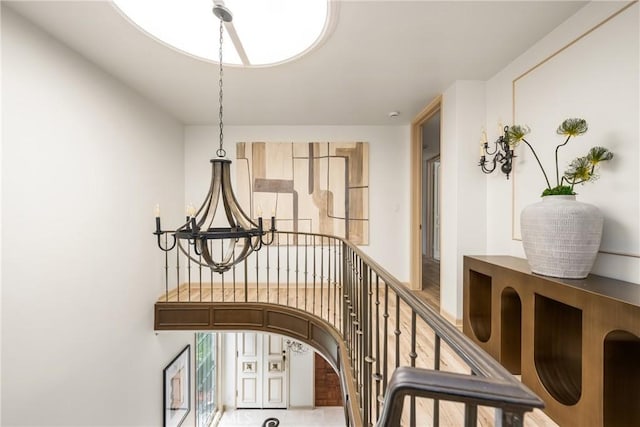508 Evening Star Ln, Newport Beach, CA 92660 - stairway with a chandelier