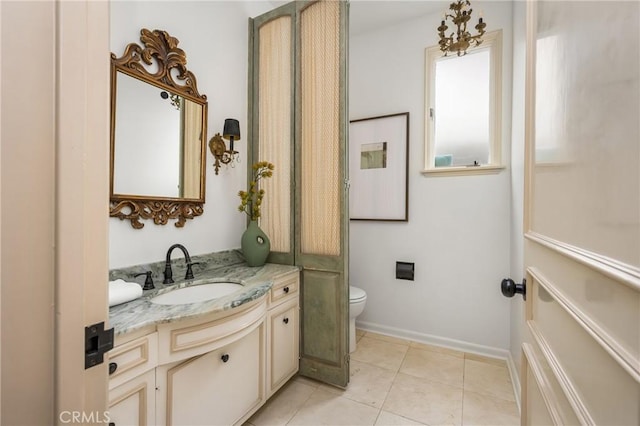 508 Evening Star Ln, Newport Beach, CA 92660 - bathroom with vanity, toilet, baseboards, and tile patterned flooring