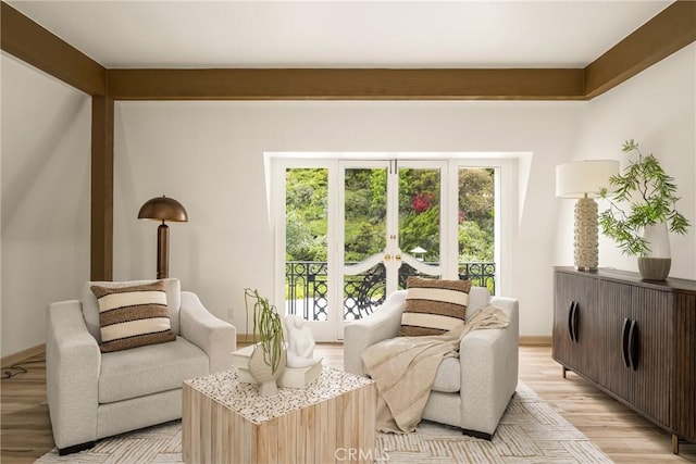 508 Evening Star Ln, Newport Beach, CA 92660 - living area featuring light wood-style flooring, french doors, and baseboards