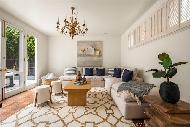508 Evening Star Ln, Newport Beach, CA 92660 - living room with healthy amount of natural light and a chandelier