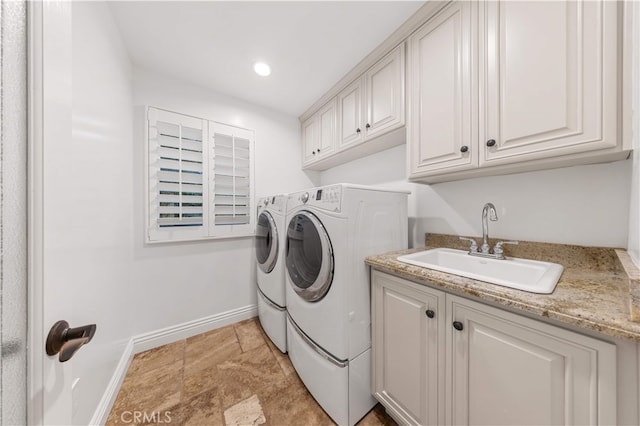25811 Jamon Ln, Mission Viejo, CA 92691 - washroom featuring independent washer and dryer, cabinet space, light stone finish flooring, and recessed lighting