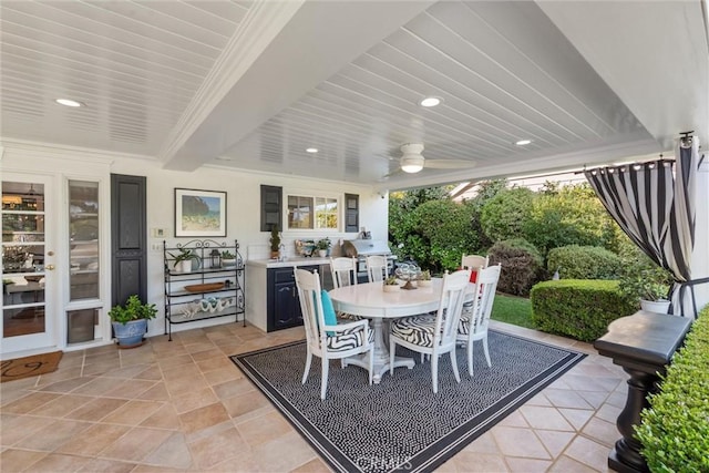 2136 W Gaucho Dr, Rancho Palos Verdes, CA 90275 - view of patio / terrace featuring outdoor dining space, grilling area, and a ceiling fan