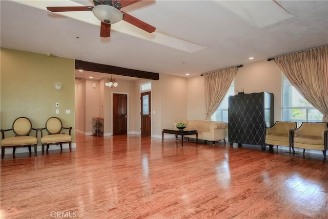 8140 Del Ct, Phelan, CA 92371 - sitting room with wood finished floors, recessed lighting, baseboards, ceiling fan, and a chandelier