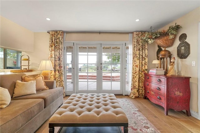 27990 Beechgate Dr, Rancho Palos Verdes, CA 90275 - living room with french doors, wood finished floors, and recessed lighting