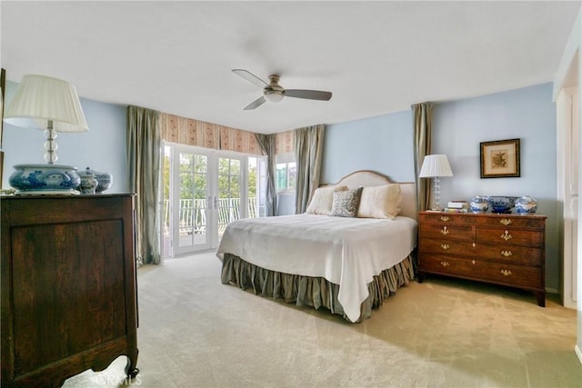 27990 Beechgate Dr, Rancho Palos Verdes, CA 90275 - bedroom featuring access to exterior, light carpet, and ceiling fan