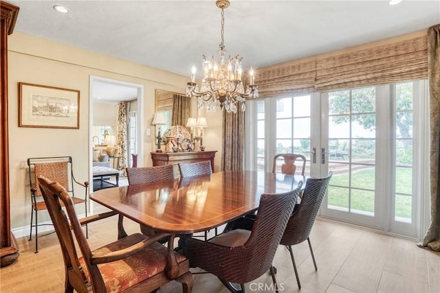 27990 Beechgate Dr, Rancho Palos Verdes, CA 90275 - dining area with a chandelier, french doors, and recessed lighting