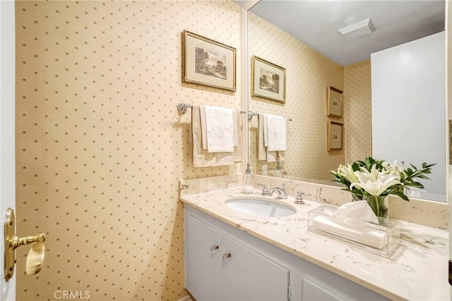 27990 Beechgate Dr, Rancho Palos Verdes, CA 90275 - bathroom with vanity and wallpapered walls