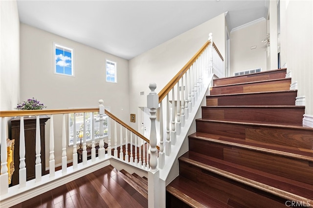 16848 Morning Glory Ct, Chino Hills, CA 91709 - stairs with wood-type flooring, healthy amount of natural light, and a high ceiling