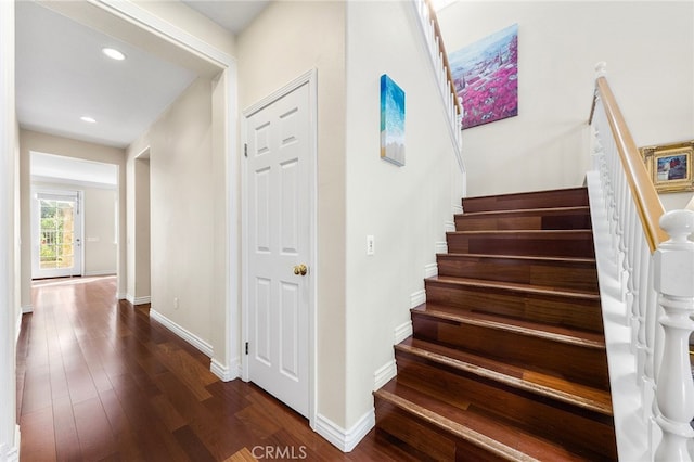 16848 Morning Glory Ct, Chino Hills, CA 91709 - staircase featuring wood finished floors, baseboards, and recessed lighting