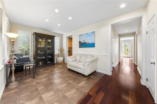 16848 Morning Glory Ct, Chino Hills, CA 91709 - living area with baseboards, recessed lighting, and dark wood-style flooring