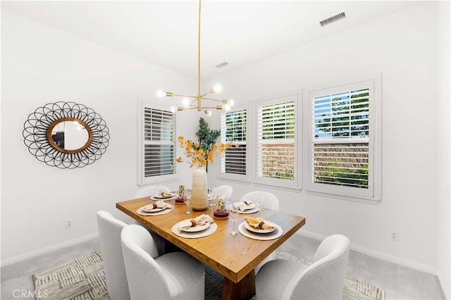 20010 Livorno Ln, Yorba Linda, CA 92886 - carpeted dining space featuring baseboards and a chandelier