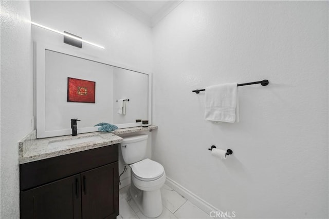 1845 Plaza Del Amo Unit C, Torrance, CA 90501 - bathroom with vanity, ornamental molding, and marble finish floors